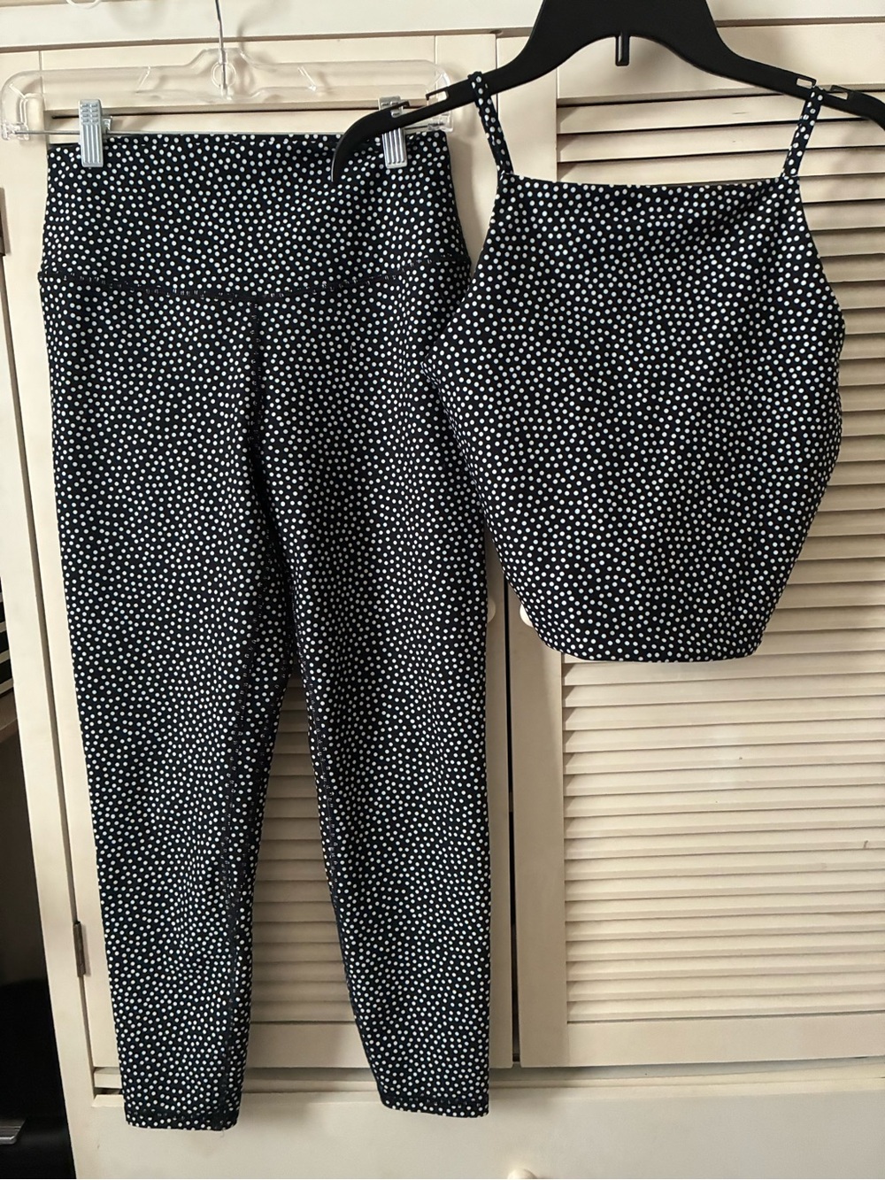 Abercrombie & Fitch Black and White Polka Dot Leggings & Crop Top Set